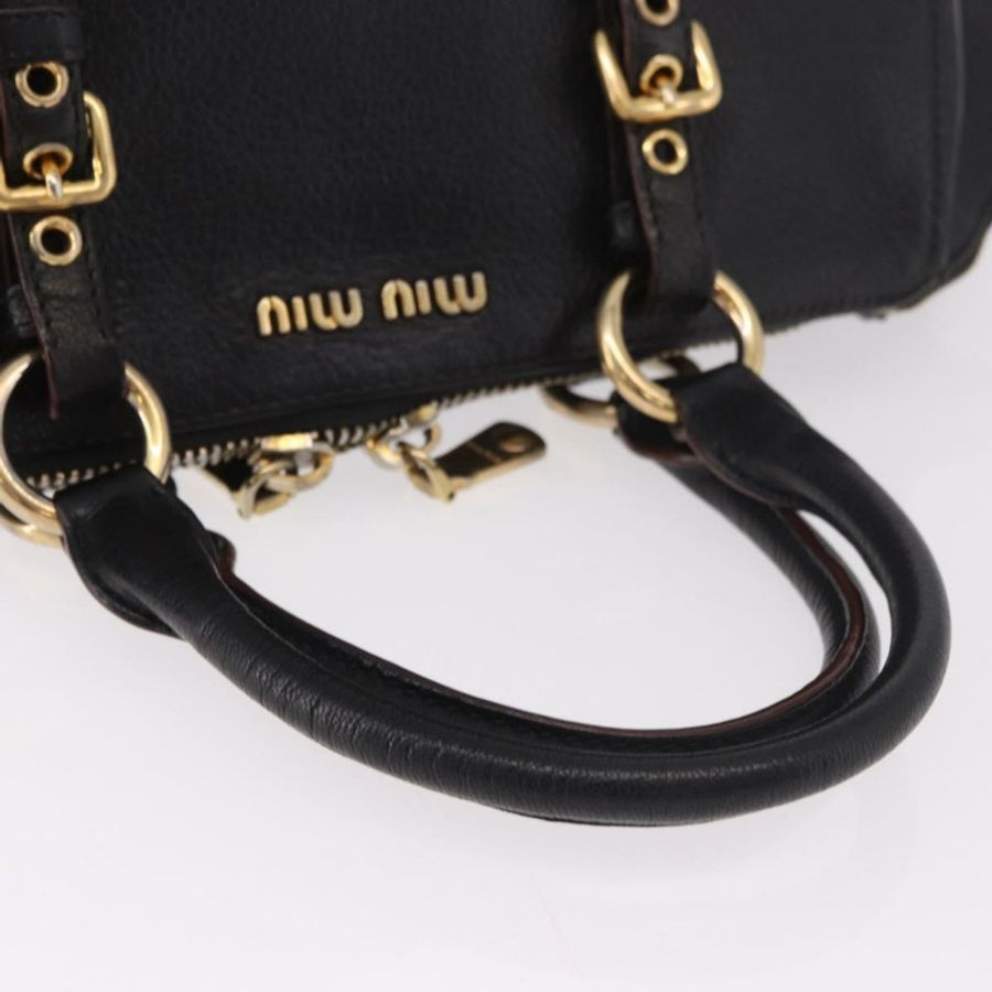 【日本直送】Miu Miu 手提包 皮革 2way 黑色金色 Auth ka4877V-6