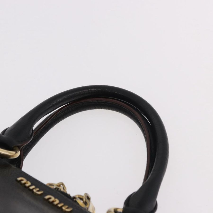 【日本直送】Miu Miu 手提包 皮革 2way 黑色金色 Auth ka4877V-12