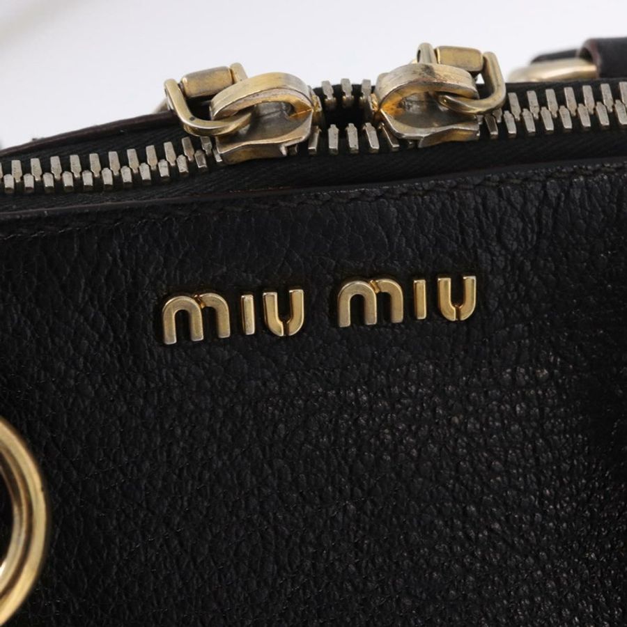 【日本直送】Miu Miu 手提包 皮革 2way 黑色金色 Auth ka4877V-18