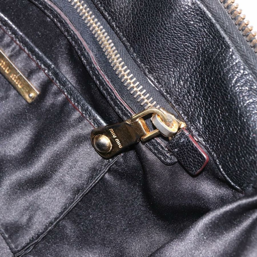 【日本直送】Miu Miu 手提包 皮革 2way 黑色金色 Auth ka4877V-22
