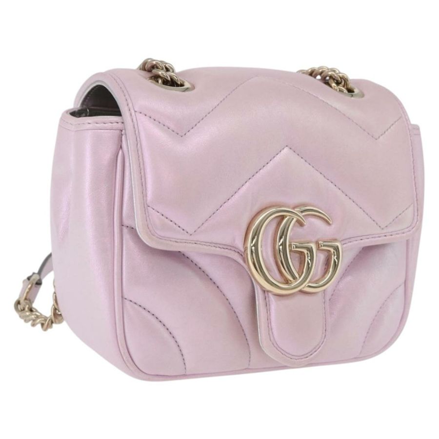 【日本直送】GUCCI GG Marmont 鏈條單肩包 皮革 粉紅金 739682 正品 ka4883M-0