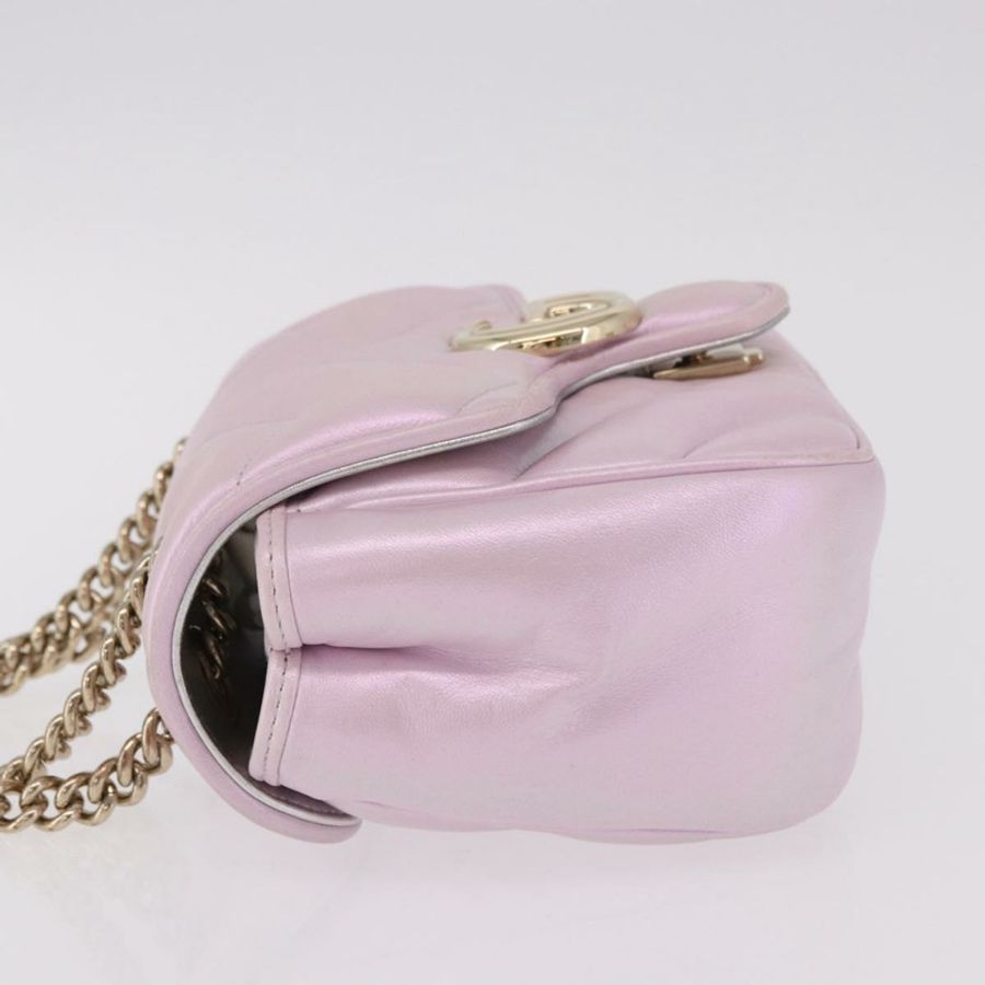 【日本直送】GUCCI GG Marmont 鏈條單肩包 皮革 粉紅金 739682 正品 ka4883M-3