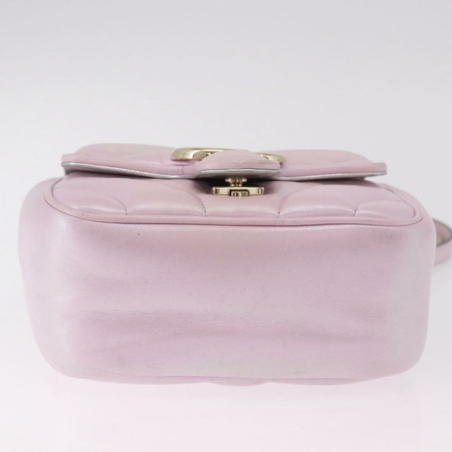 【日本直送】GUCCI GG Marmont 鏈條單肩包 皮革 粉紅金 739682 正品 ka4883M-4