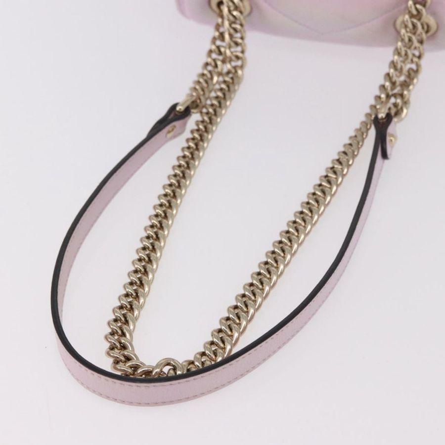 【日本直送】GUCCI GG Marmont 鏈條單肩包 皮革 粉紅金 739682 正品 ka4883M-6