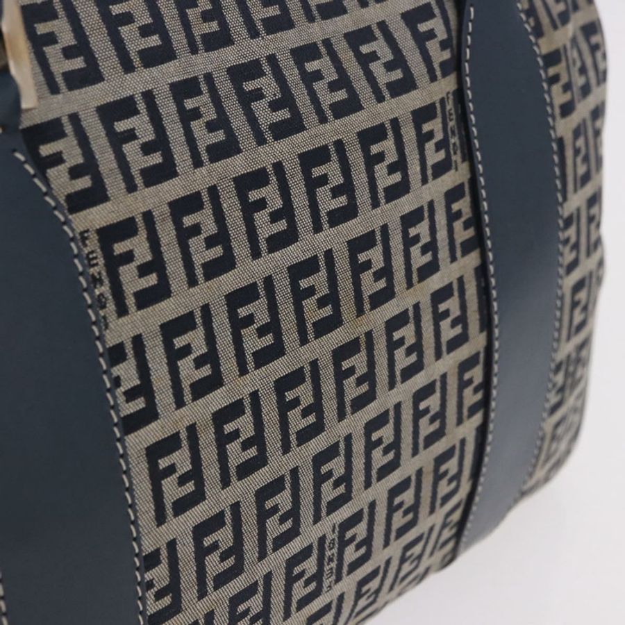 【日本直送】FENDI Zucchino帆布手提包 海軍藍 銀色 正品 ka4913V-2