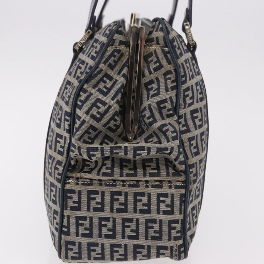 【日本直送】FENDI Zucchino帆布手提包 海軍藍 銀色 正品 ka4913V-4