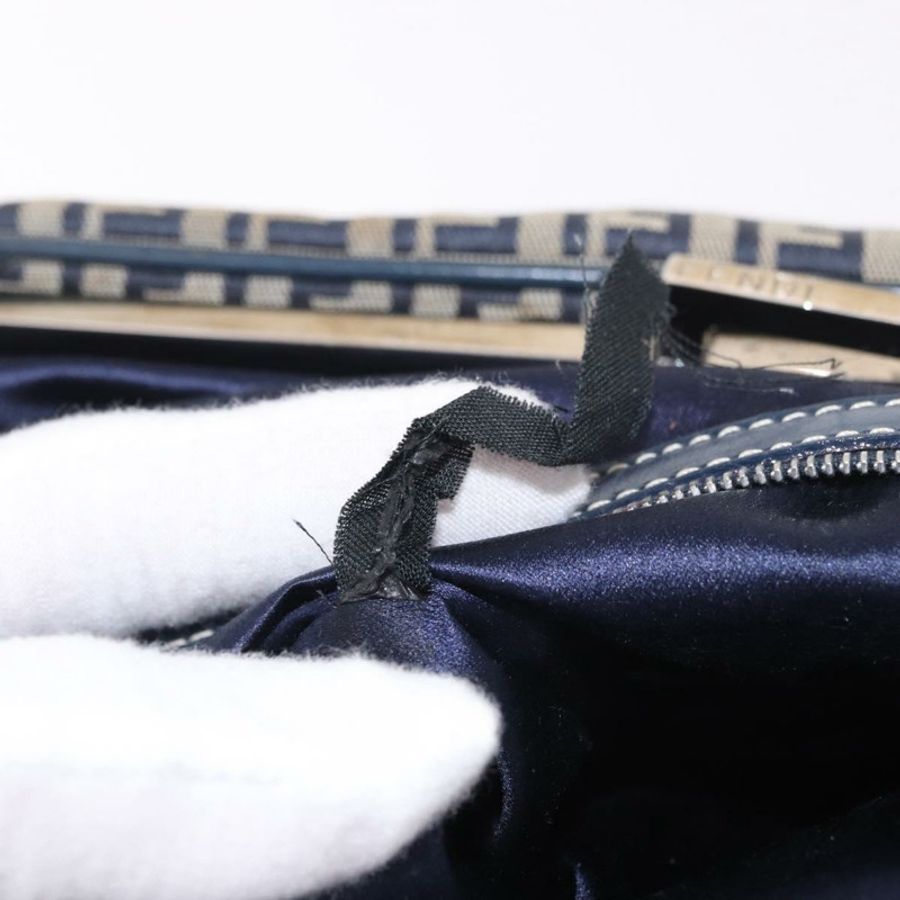 【日本直送】FENDI Zucchino帆布手提包 海軍藍 銀色 正品 ka4913V-11