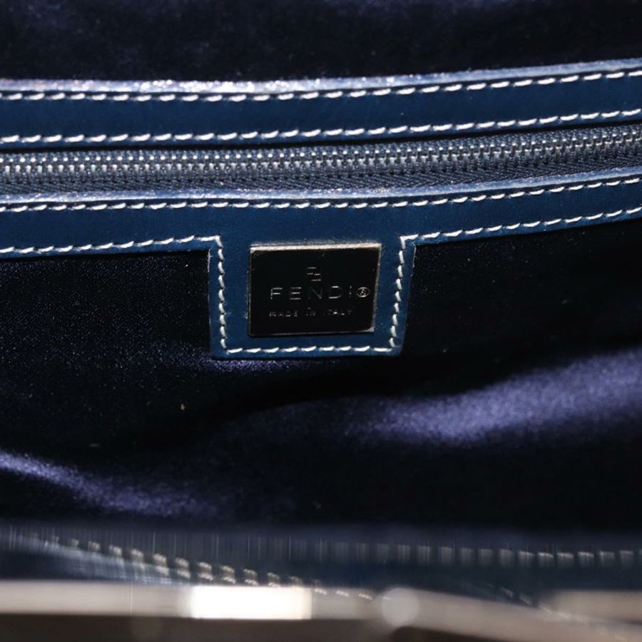 【日本直送】FENDI Zucchino帆布手提包 海軍藍 銀色 正品 ka4913V-17