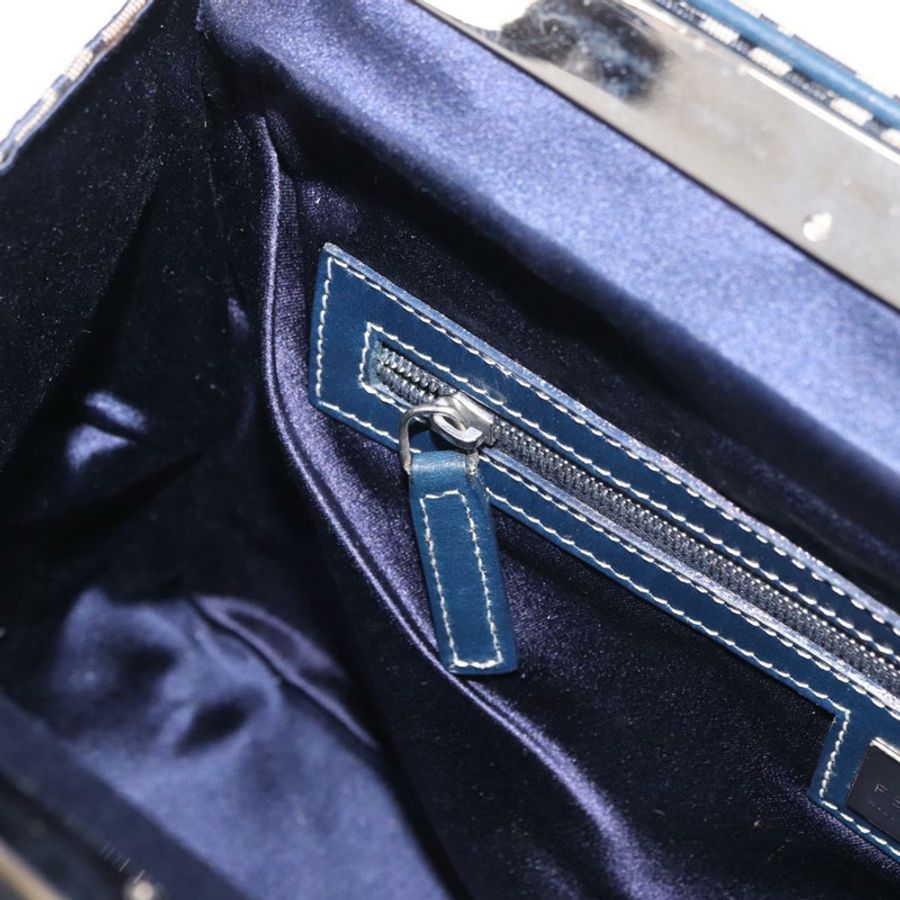 【日本直送】FENDI Zucchino帆布手提包 海軍藍 銀色 正品 ka4913V-20
