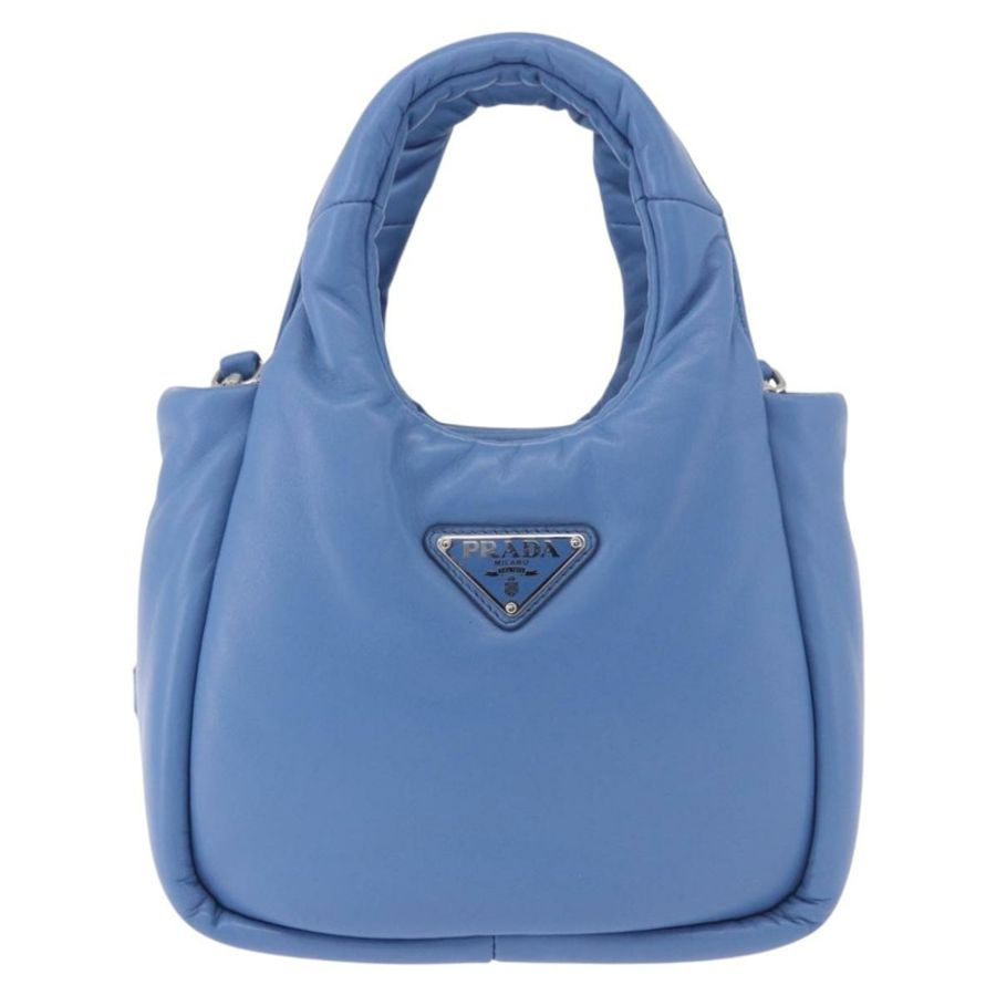 【日本直送】PRADA 手提包 皮革 兩用 淺藍色 銀色 正品 184410SAM-12