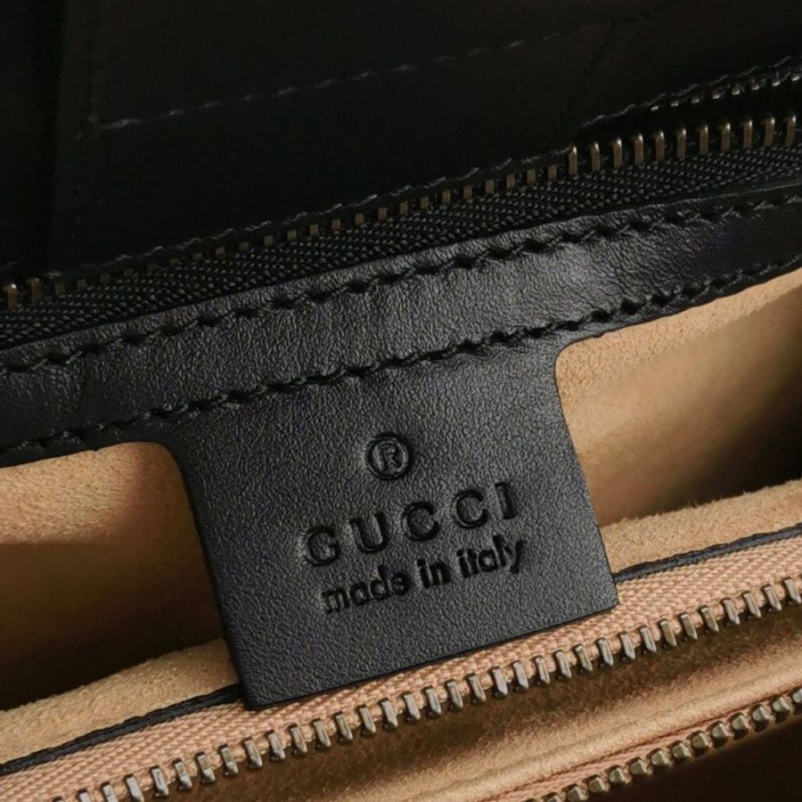 Gucci GG Marmont牛皮V紋絎縫雙G標誌殺手包斜背包單肩包-7