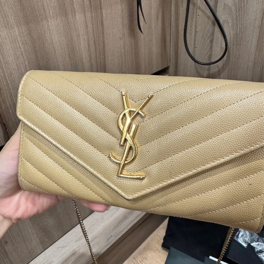 （YSL)Saint Laurent V字翻蓋長夾-7