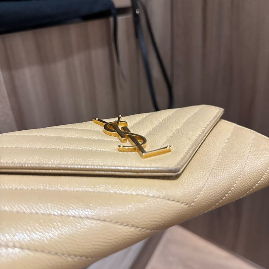 （YSL)Saint Laurent V字翻蓋長夾-12