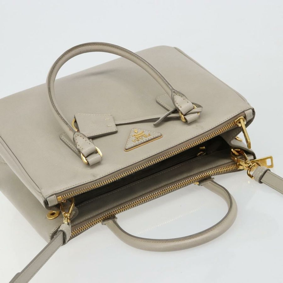 【日本直送】PRADA 手提包 Saffiano 皮革 2way Gray Gold Auth 187034A-5