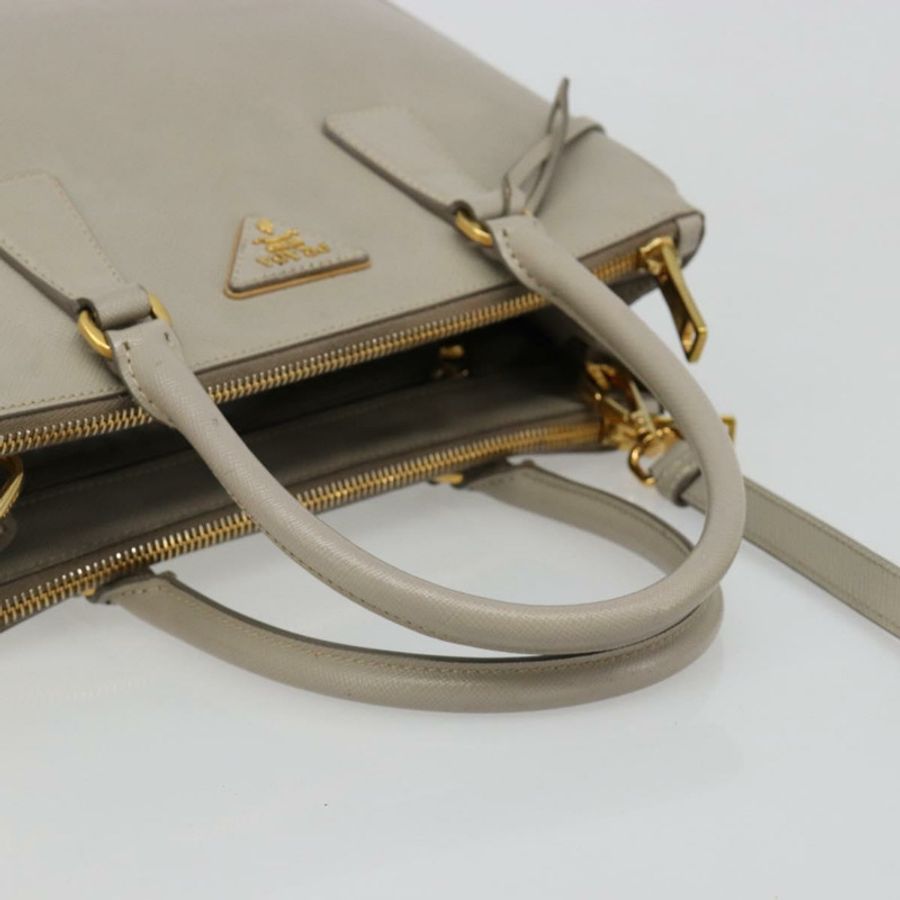【日本直送】PRADA 手提包 Saffiano 皮革 2way Gray Gold Auth 187034A-6