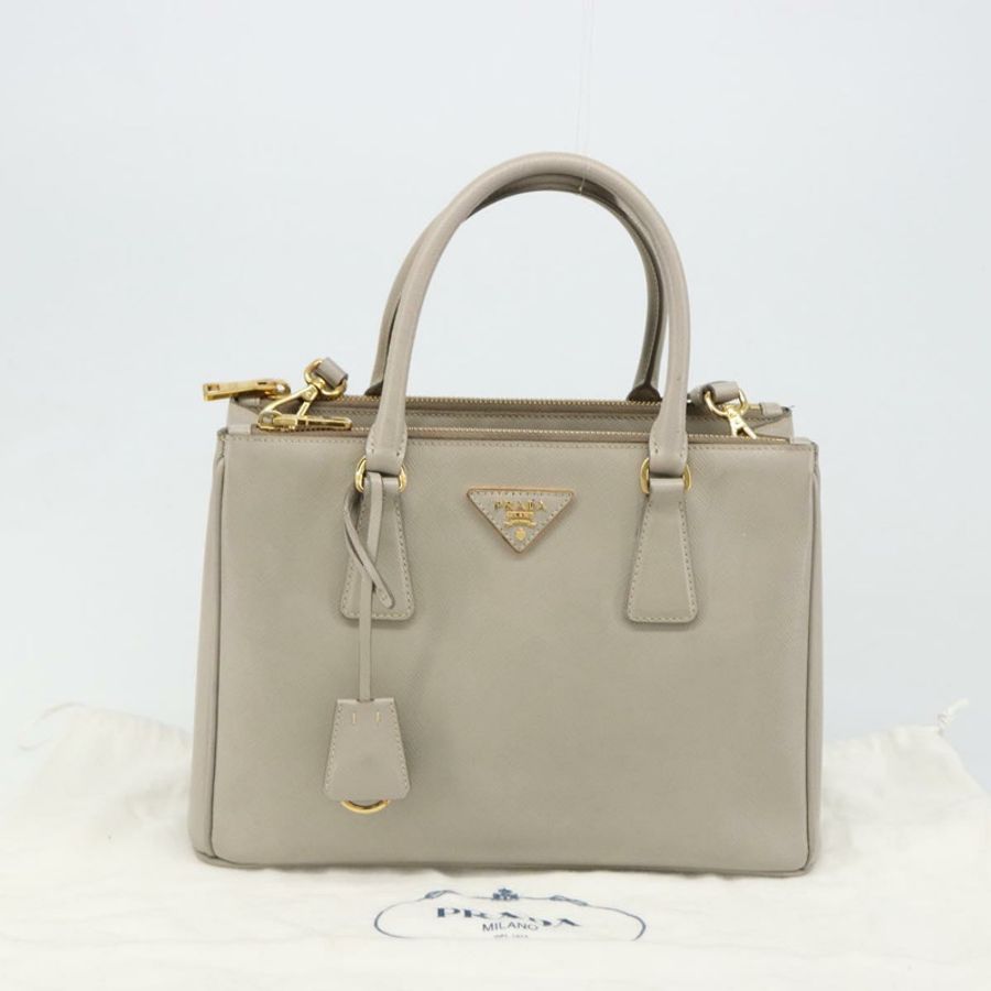 【日本直送】PRADA 手提包 Saffiano 皮革 2way Gray Gold Auth 187034A-11