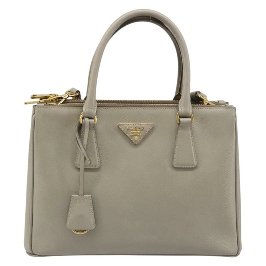 【日本直送】PRADA 手提包 Saffiano 皮革 2way Gray Gold Auth 187034A-12