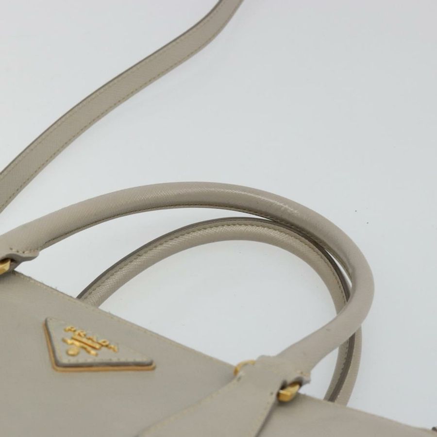 【日本直送】PRADA 手提包 Saffiano 皮革 2way Gray Gold Auth 187034A-13