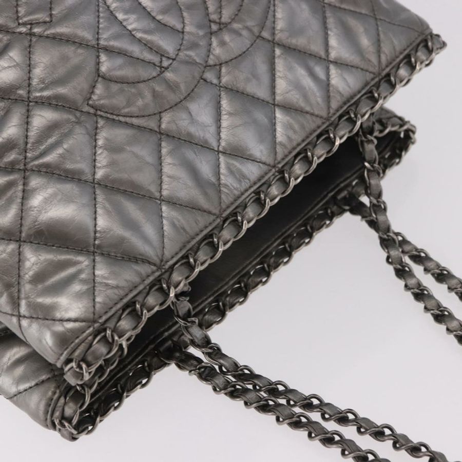 【日本直送】香奈兒 (CHANEL) Matelasse Chain Me 單肩包，銀色皮革，CC 標誌，正品編號 187120SAV-5