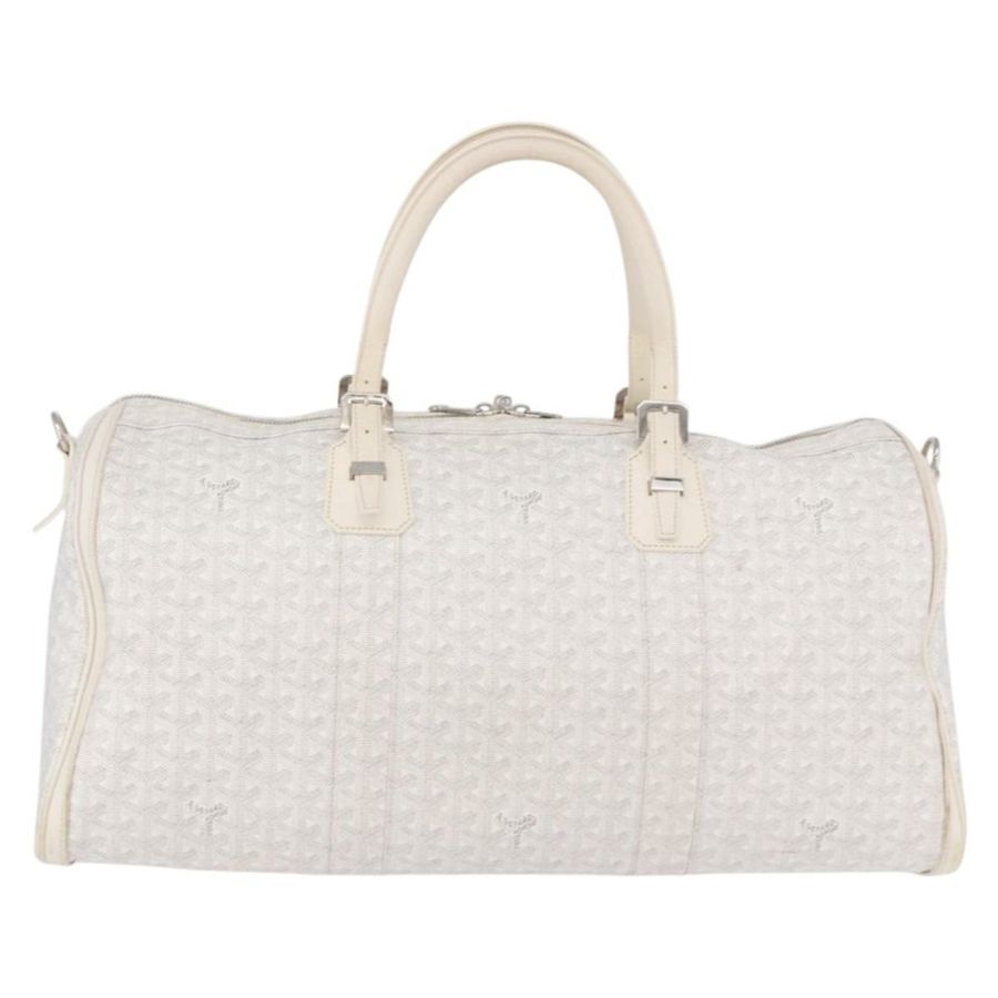 【日本直送】GOYARD 人字紋波音55波士頓包 PVC 白色銀色 正品 187047A-1