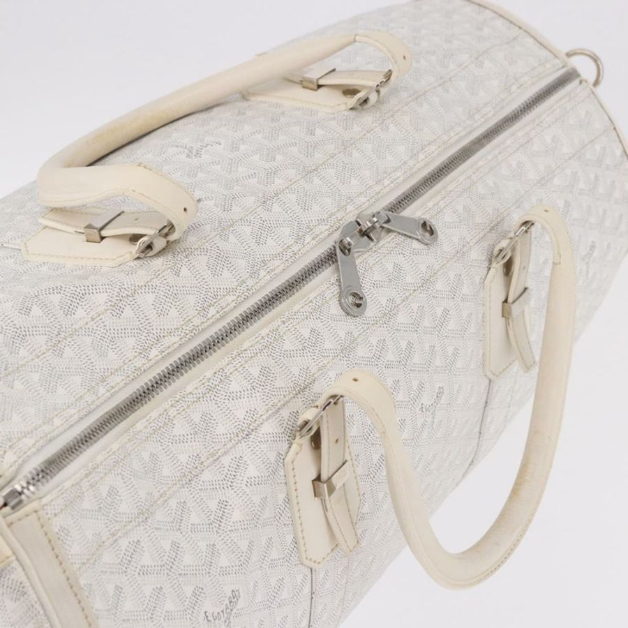 【日本直送】GOYARD 人字紋波音55波士頓包 PVC 白色銀色 正品 187047A-6