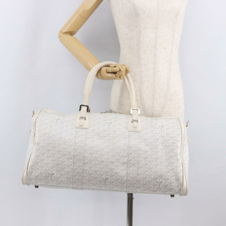 【日本直送】GOYARD 人字紋波音55波士頓包 PVC 白色銀色 正品 187047A-23