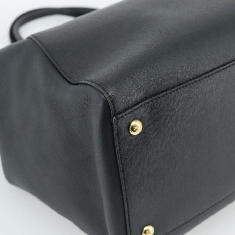 【日本直送】FENDI 2JOURS 手提包 皮革 黑色 金色 正品 186697A-13