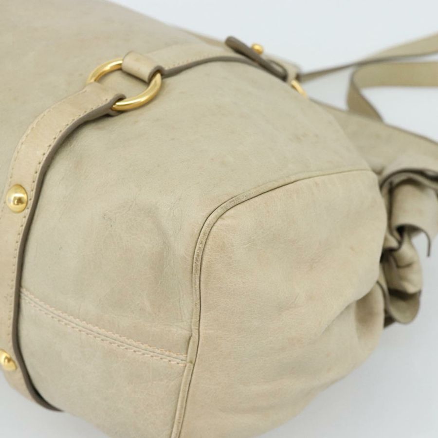 【日本直送】Miu Miu 手提包 皮革 兩用 米色 金色 正品 187673V-15