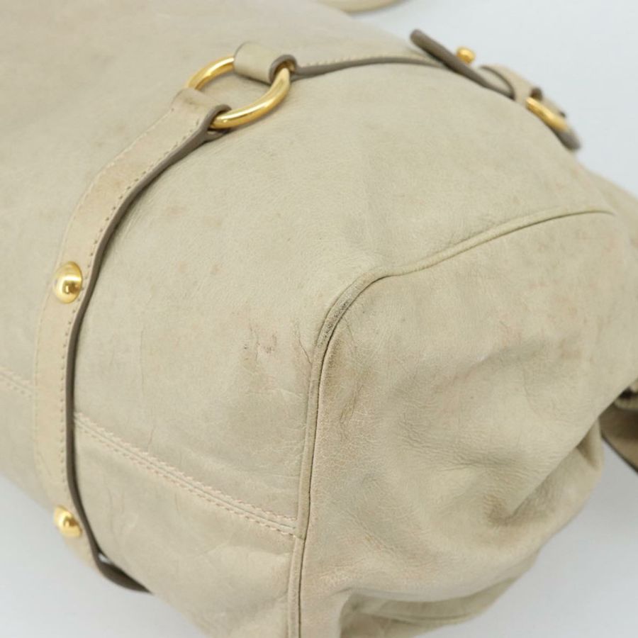 【日本直送】Miu Miu 手提包 皮革 兩用 米色 金色 正品 187673V-17