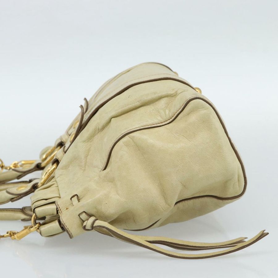【日本直送】Miu Miu Matelasse 手提包 皮革 2way 米色 金 正品 187578V-2