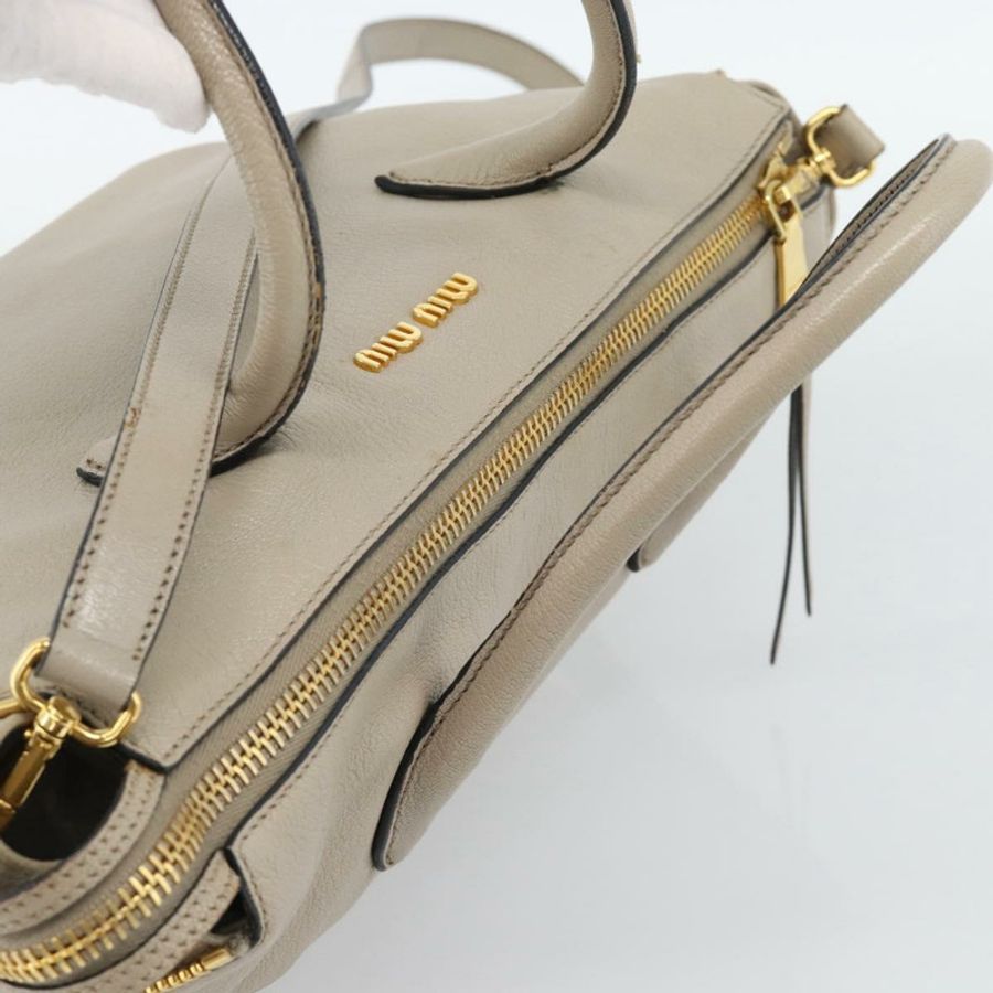 【日本直送】Miu Miu 手提包 皮革 兩用 灰色 金色 正品 187574V-5