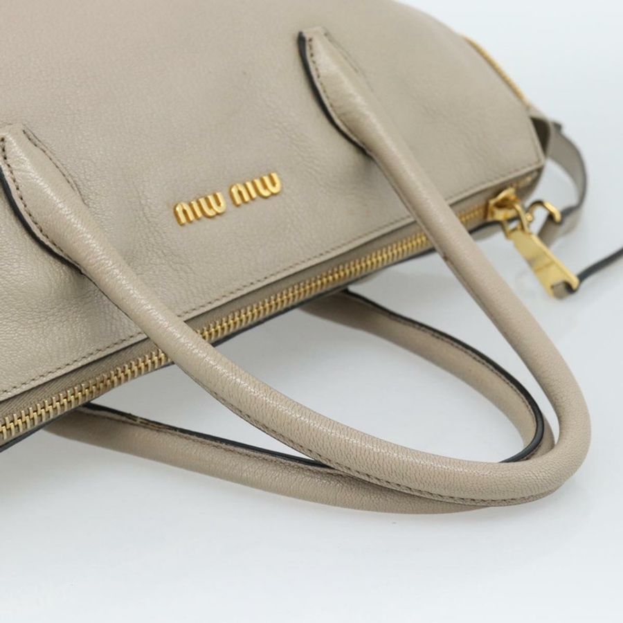 【日本直送】Miu Miu 手提包 皮革 兩用 灰色 金色 正品 187574V-6