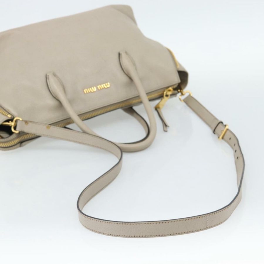 【日本直送】Miu Miu 手提包 皮革 兩用 灰色 金色 正品 187574V-7