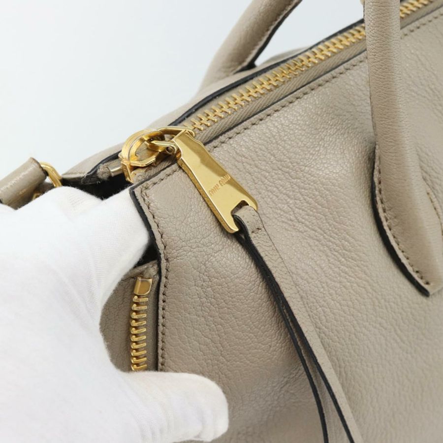 【日本直送】Miu Miu 手提包 皮革 兩用 灰色 金色 正品 187574V-9