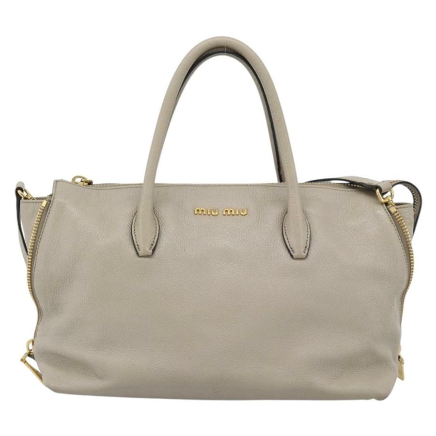 【日本直送】Miu Miu 手提包 皮革 兩用 灰色 金色 正品 187574V-12