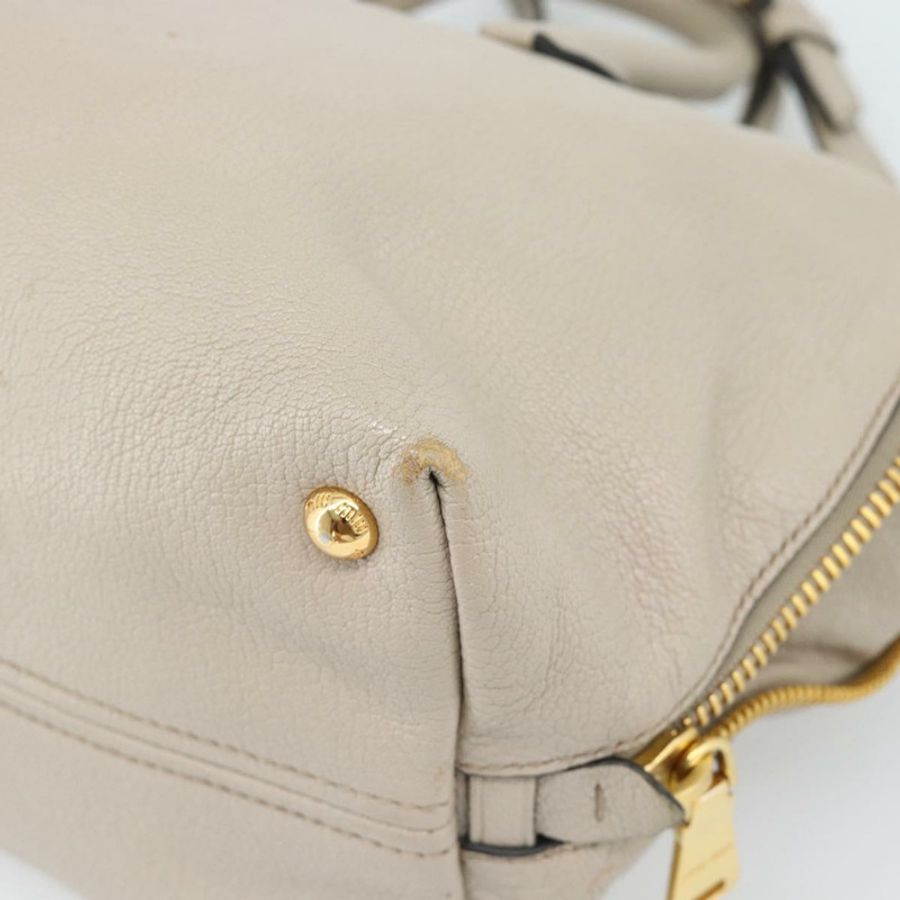 【日本直送】Miu Miu 手提包 皮革 兩用 灰色 金色 正品 187574V-17