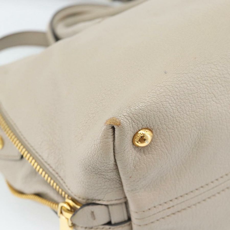 【日本直送】Miu Miu 手提包 皮革 兩用 灰色 金色 正品 187574V-18