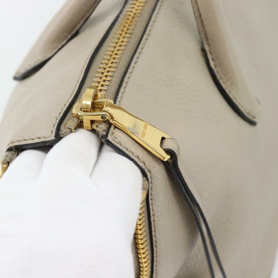 【日本直送】Miu Miu 手提包 皮革 兩用 灰色 金色 正品 187574V-19