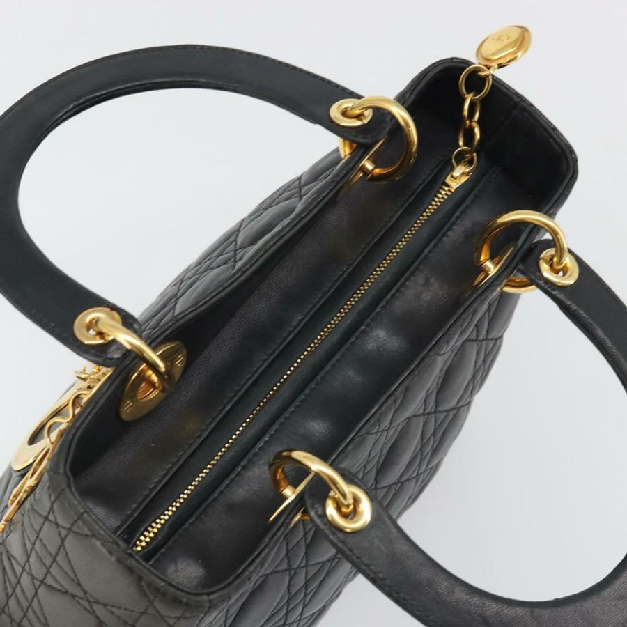 【日本直送】Christian Dior Canage 手提包，羊皮材質，黑色，金色，正品 yk20574SAV-5