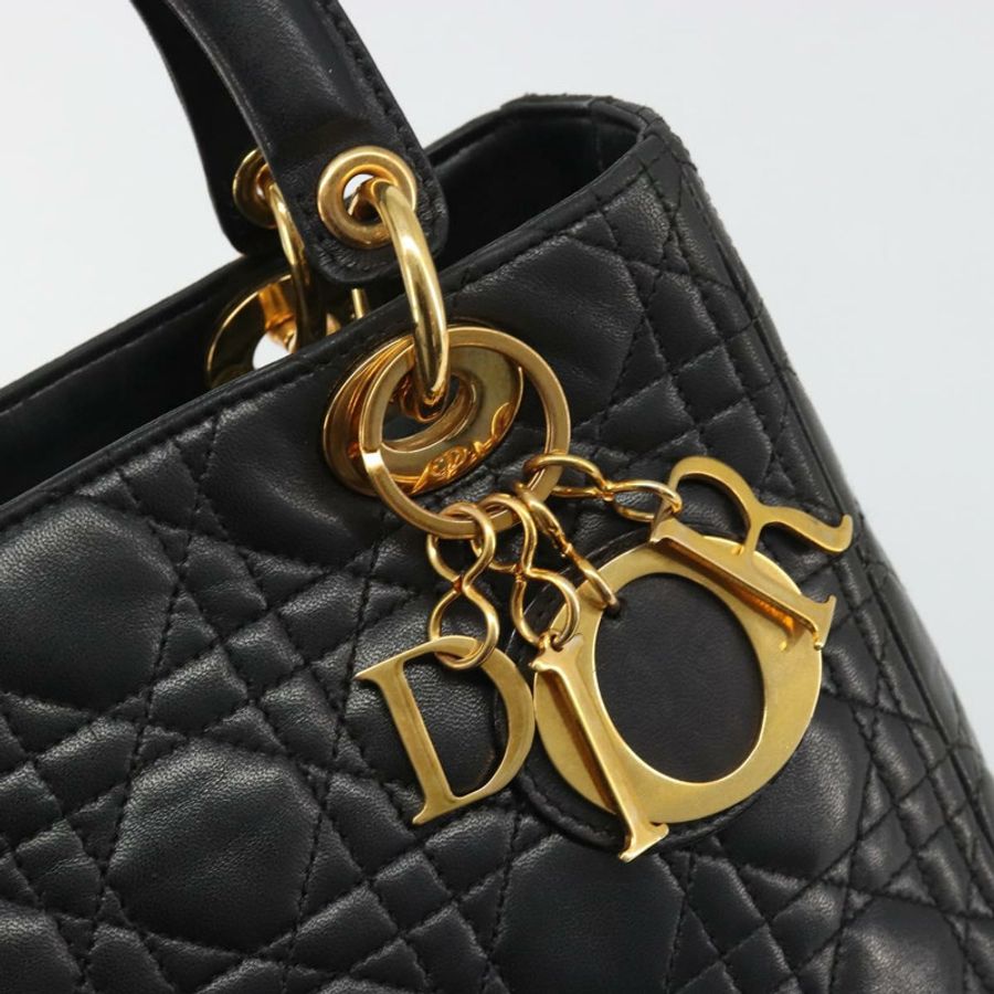 【日本直送】Christian Dior Canage 手提包，羊皮材質，黑色，金色，正品 yk20574SAV-16