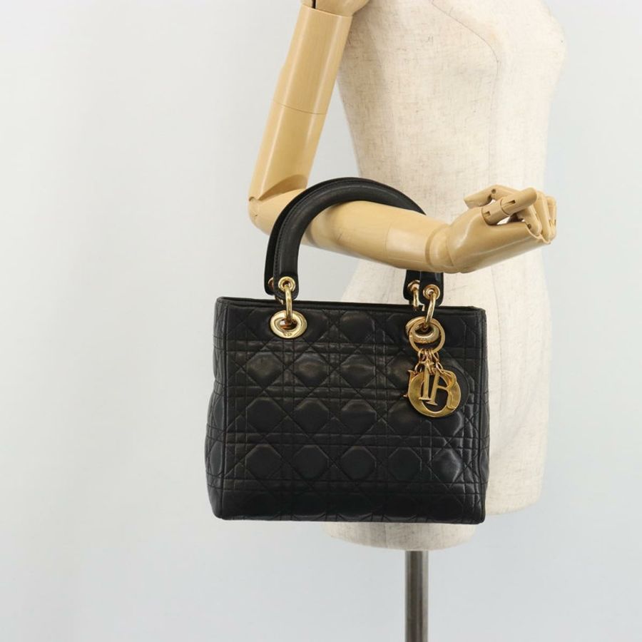 【日本直送】Christian Dior Canage 手提包，羊皮材質，黑色，金色，正品 yk20574SAV-22