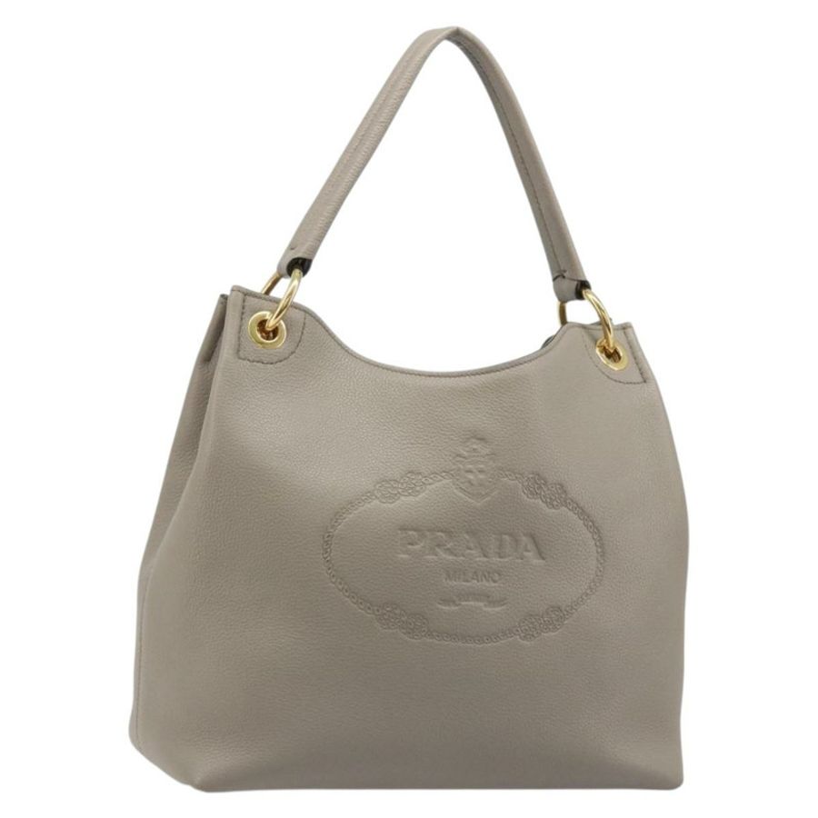【日本直送】PRADA 灰色金色皮革肩背包 1BC051 正品 yk20522SAV-0