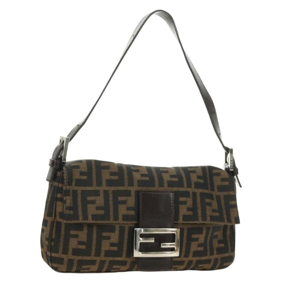 【日本直送】FENDI Zucca帆布Mamma Baguette單肩包 黑色棕色 正品 188763SAM-0