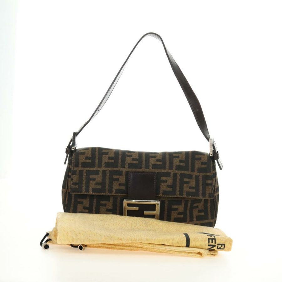 【日本直送】FENDI Zucca帆布Mamma Baguette單肩包 黑色棕色 正品 188763SAM-11