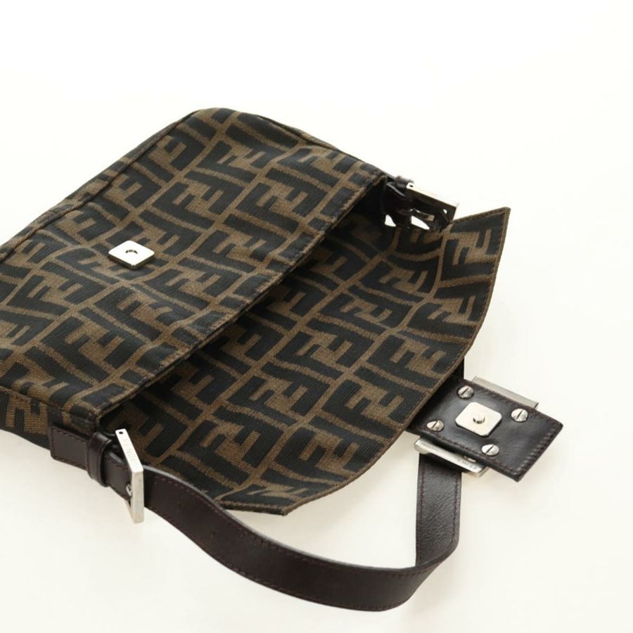 【日本直送】FENDI Zucca帆布Mamma Baguette單肩包 黑色棕色 正品 188763SAM-19