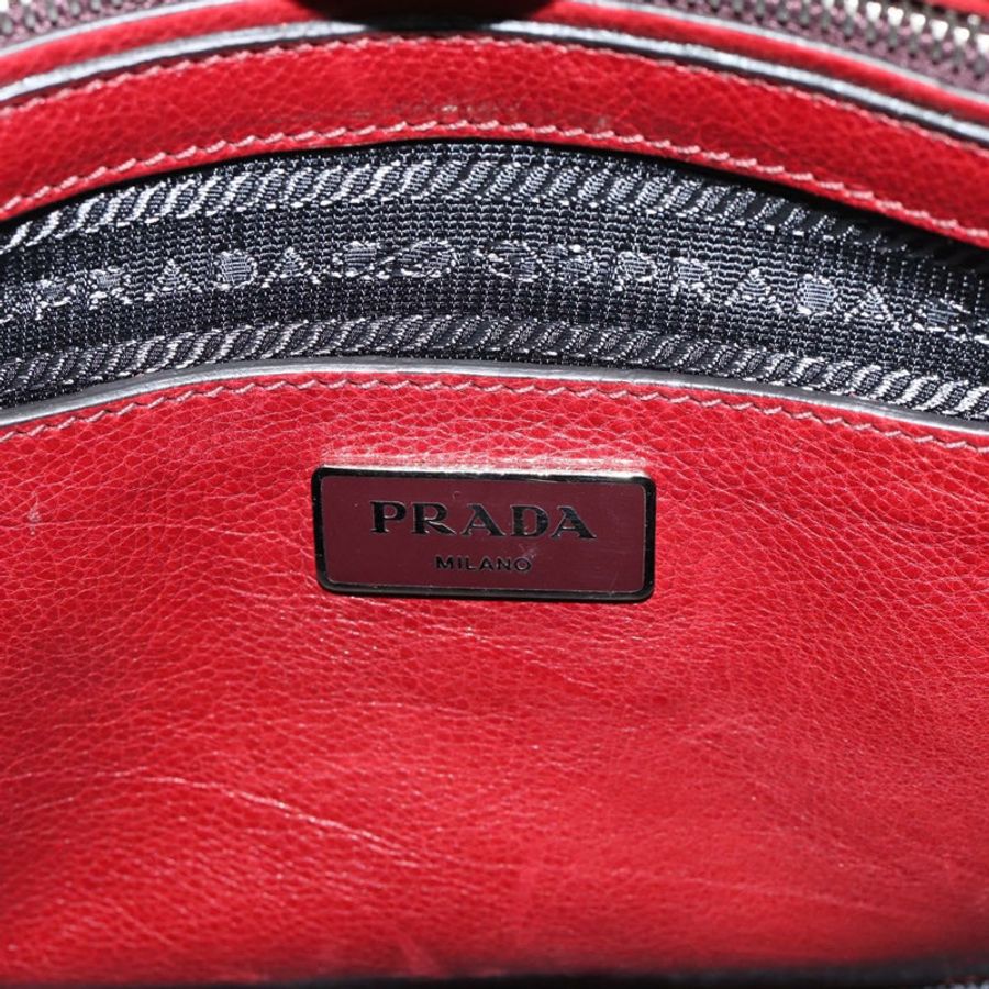【日本直送】PRADA 手提包 皮革 兩用 紅色 銀色 正品 188750M-20