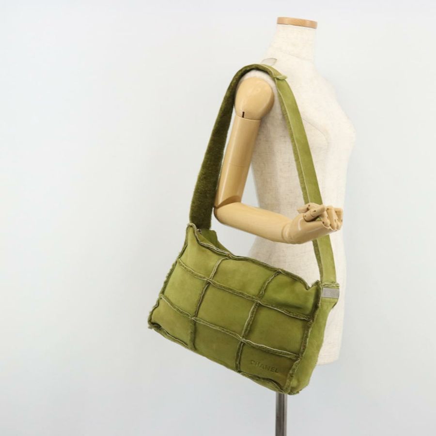 【日本直送】香奈兒 (CHANEL) 肩背包 羊毛綠 銀色 CC Auth mr2549V-22