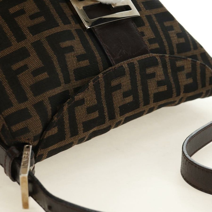 【日本直送】FENDI Zucca帆布Mamma Baguette單肩包 黑色棕色 正品 186463V-5