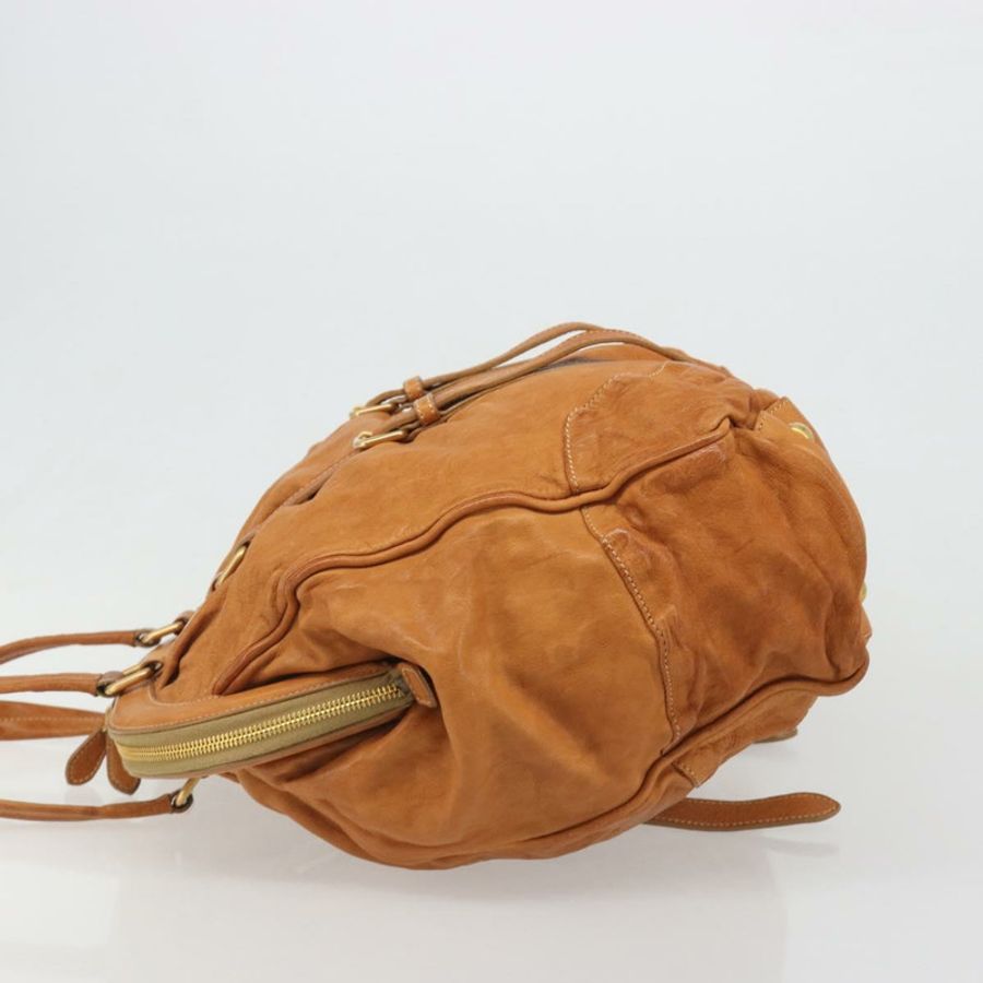 【日本直送】PRADA 棕色金色雙肩包，真皮材質，正品編號 186428V-3