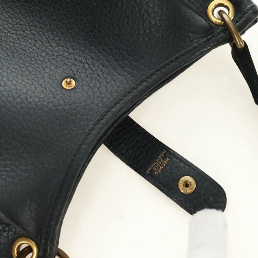 【日本直送】愛馬仕 Rodeo 單背包，黑色金色皮革，正品 mr2602V-9